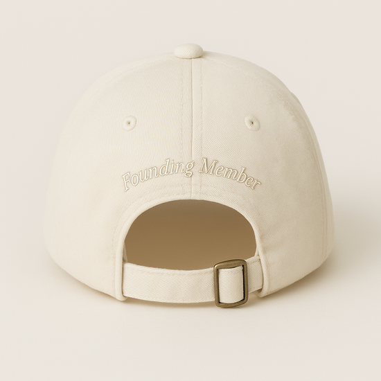 The Hat back view showing Founding Member embroidery — womens golf hat detail | Nineteenth Society
