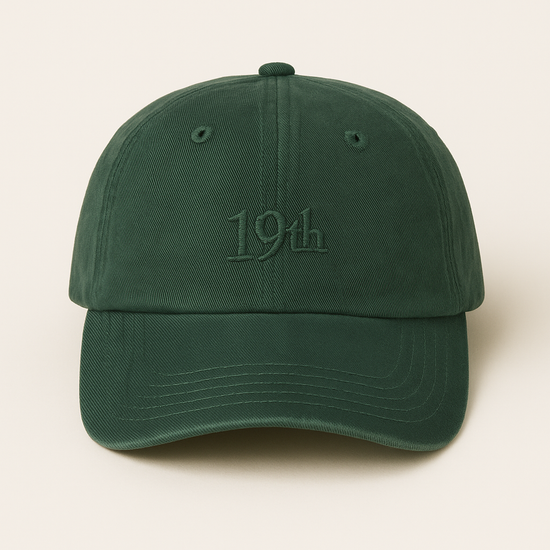 The Hat in heritage green with tonal 19th embroidery — womens golf hat | Nineteenth Society